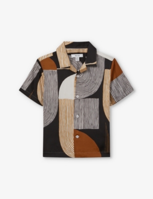 REISS: Levy graphic-print short-sleeve woven shirt 3-13 years