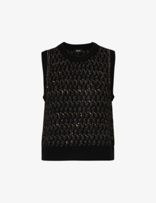 ME AND EM: Round-neck cable-knit wool-blend knitted vest