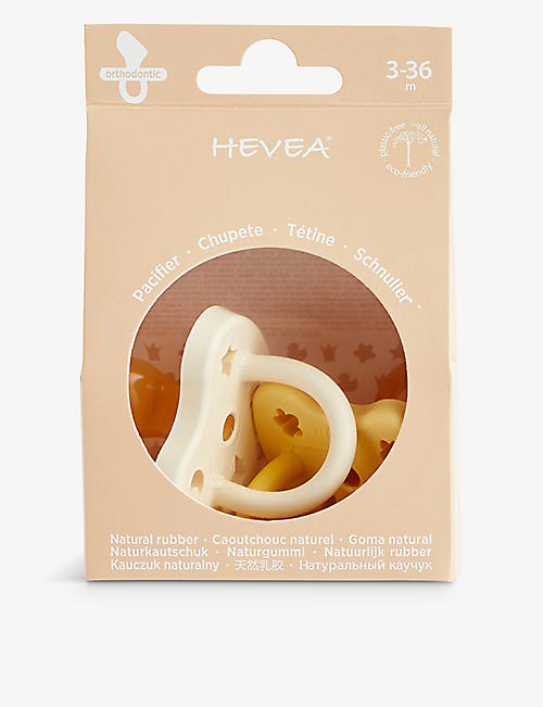 HEVEA: Orthodontic pack of two natural rubber pacifier 3-36 months