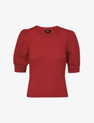 ME AND EM ME AND EM WOMEN'S SCARLET RED LOFTY ROUND-NECK WOOL, CASHMERE AND SILK-BLEND KNITTED TOP 
