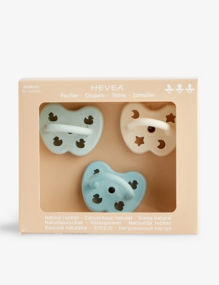 HEVEA: Orthodontic pack of three rubber pacifier 3-36 months