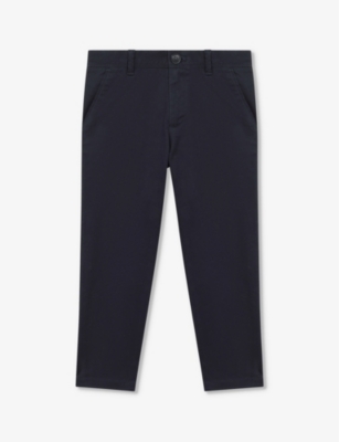 Shop Reiss Pitch Straight-leg Slim-fit Stretch-cotton Chinos 3-14 Years In Navy