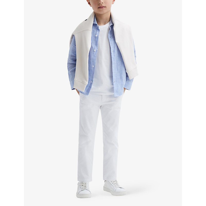 Shop Reiss Pitch Straight-leg Slim-fit Stretch-cotton Chinos 3-14 Years In White