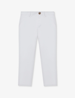Shop Reiss Pitch Straight-leg Slim-fit Stretch-cotton Chinos 3-14 Years In White