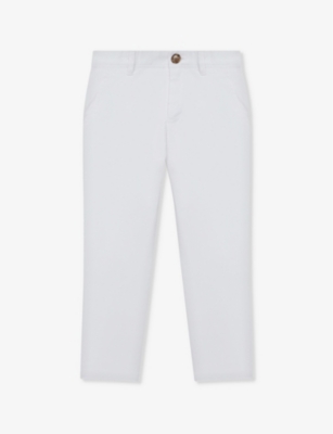 Shop Reiss Boys White Kids Pitch Straight-leg Slim-fit Stretch-cotton Chinos 3-14 Years