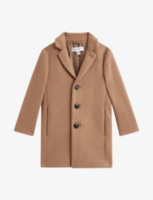 REISS: Gable single-breasted wool-blend overcoat 3-9 years