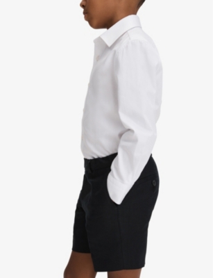 Shop Reiss Kin Slim-fit Adjustable Linen Shorts 3-13 Years In Navy