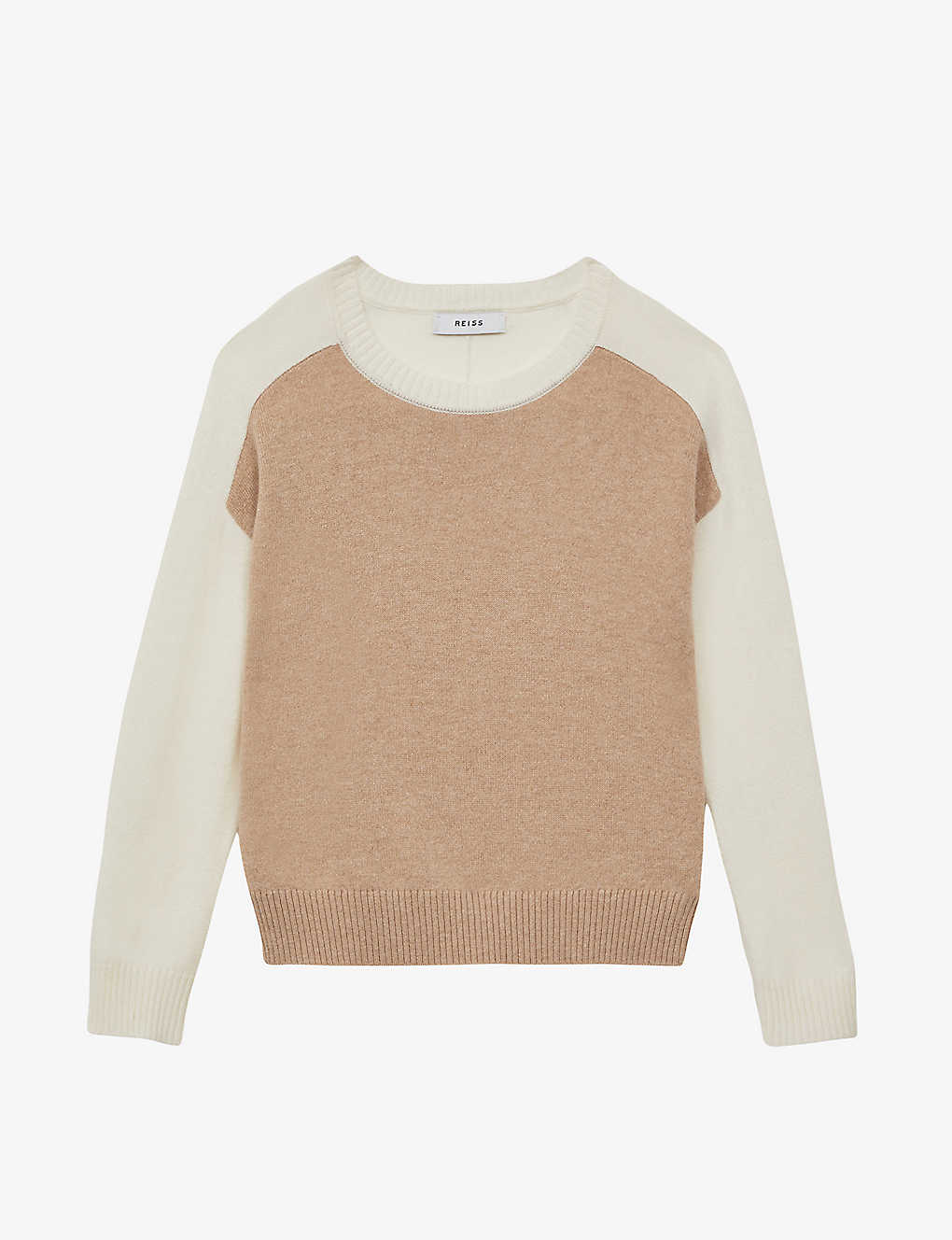 Reiss Boys Camel Kids Audrey Colourblock Knitted Jumper 4-14 Years In Brown
