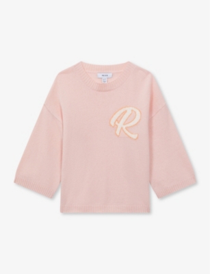 Reiss Boys Pink Kids Afi 'r'-motif Knitted Jumper 4-13 Years