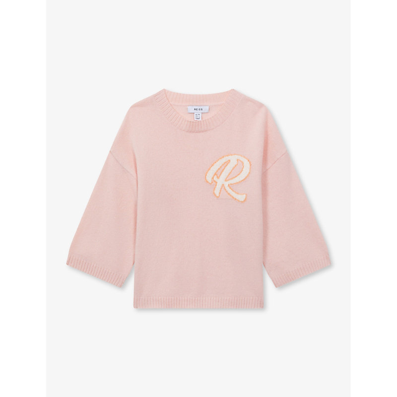 Reiss Kids' Afi 'r'-motif Knitted Jumper 4-13 Years In Pink
