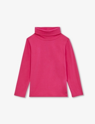 Reiss Boys Bright Pink Kids Carey Roll-neck Long-sleeve Stretch-cotton Jumper 4-14 Years