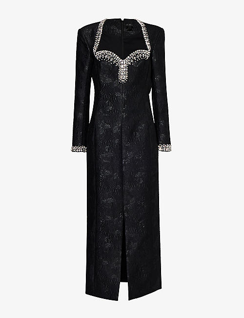 HUISHAN ZHANG: Eleanor crystal-embellished jacquard woven maxi dress