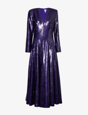 Shop Huishan Zhang Women's Cosmic Purple Andy Sequin-embellished Woven Maxi Dress