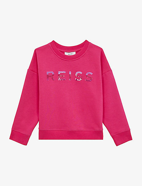 REISS: Nina logo-embroidered long-sleeve cotton-jersey sweatshirt 4-14 years