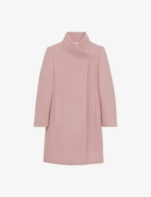 Reiss Kia Funnel-neck Wool-blend Coat 4-14 Years In Pink