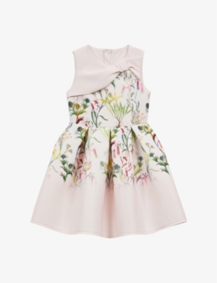Reiss Kids' Emily - Green Emily Junior Scuba Floral Printed Dress, Age 5-6 Years