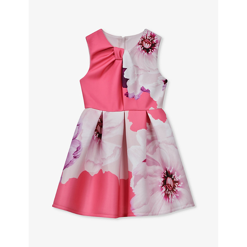 Shop Reiss Girls Pink Kids Rosalind Floral-print Scuba Dress 4-13 Years