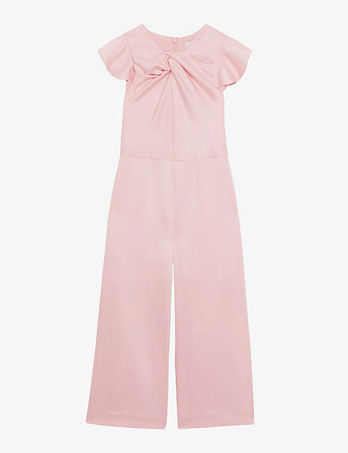 REISS: Ally twist-front satin jumpsuit 4-14 years