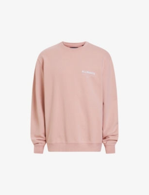 Shop Allsaints Men's Bramble Pink Access Logo-print Organic-cotton Sweatshirt