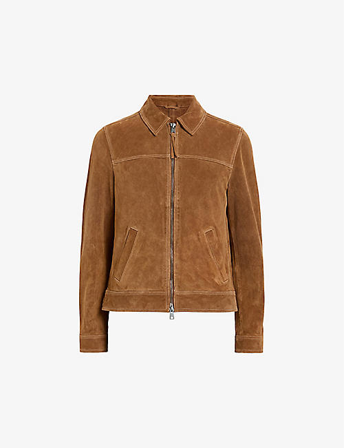 ALLSAINTS: Marques panelled regular-fit suede jacket