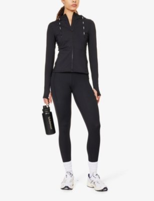 Shop P.e Nation Women's Black Agility Test Drawcord-hood Running Jacket