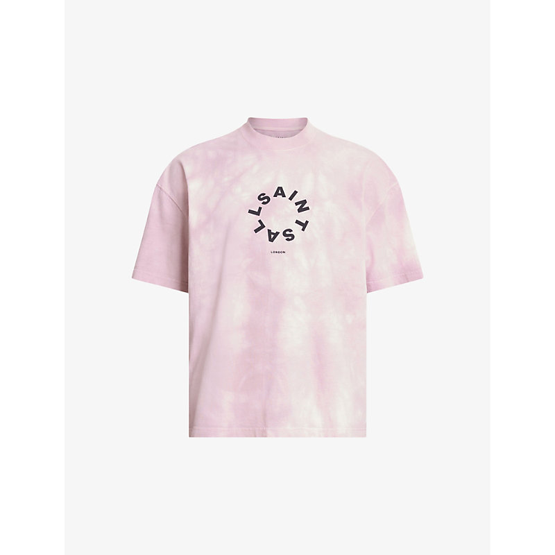 Shop Allsaints Men's Lilly White Tierra Circular Graphic-logo Organic-cotton T-shirt