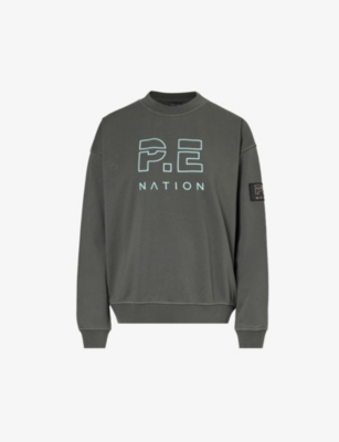 P.E NATION: Heads Up logo-print organic-cotton sweatshirt