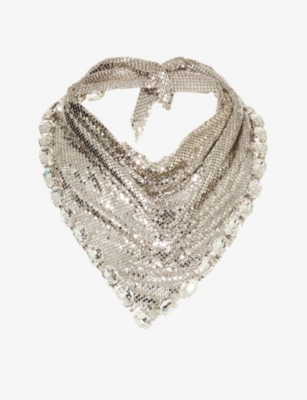 RABANNE: Pixel rhinestone-embellished metal scarf