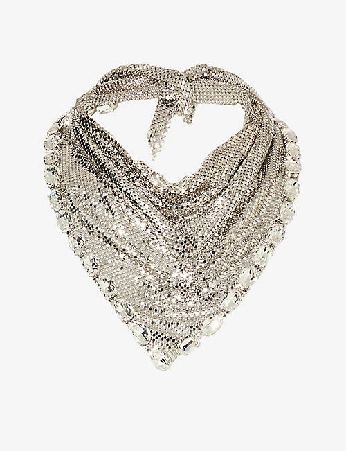 RABANNE: Pixel rhinestone-embellished metal scarf