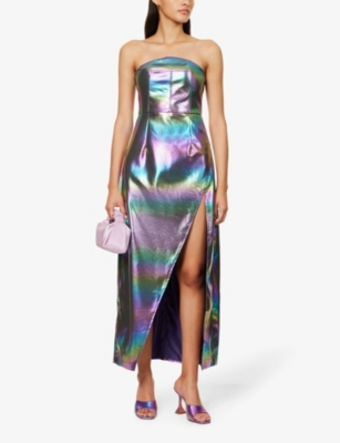 Shop Amy Lynn Women's Multi Metallic Sleeveless Faux-leather Maxi Dress In Multi-coloured