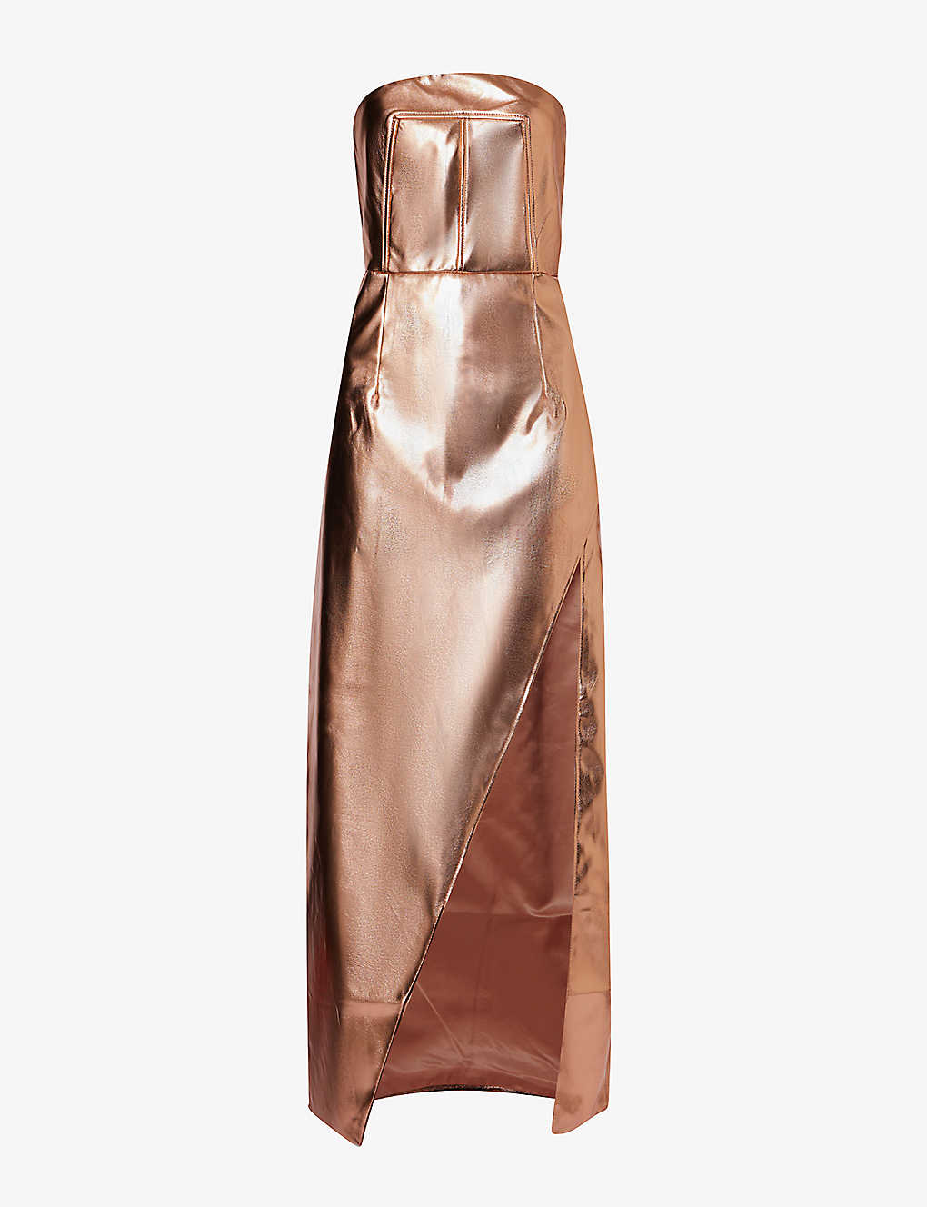 Shop Amy Lynn Metallic Sleeveless Faux-leather In Rose Gold