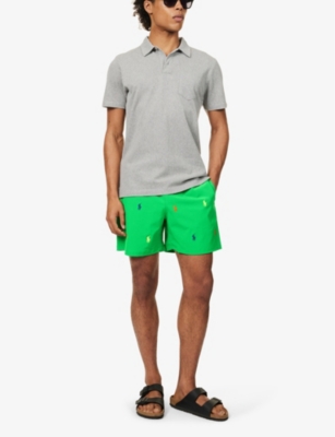Shop Polo Ralph Lauren Men's Preppy Green Traveller Logo-embroidered Stretch Recycled-polyester Swim Shor