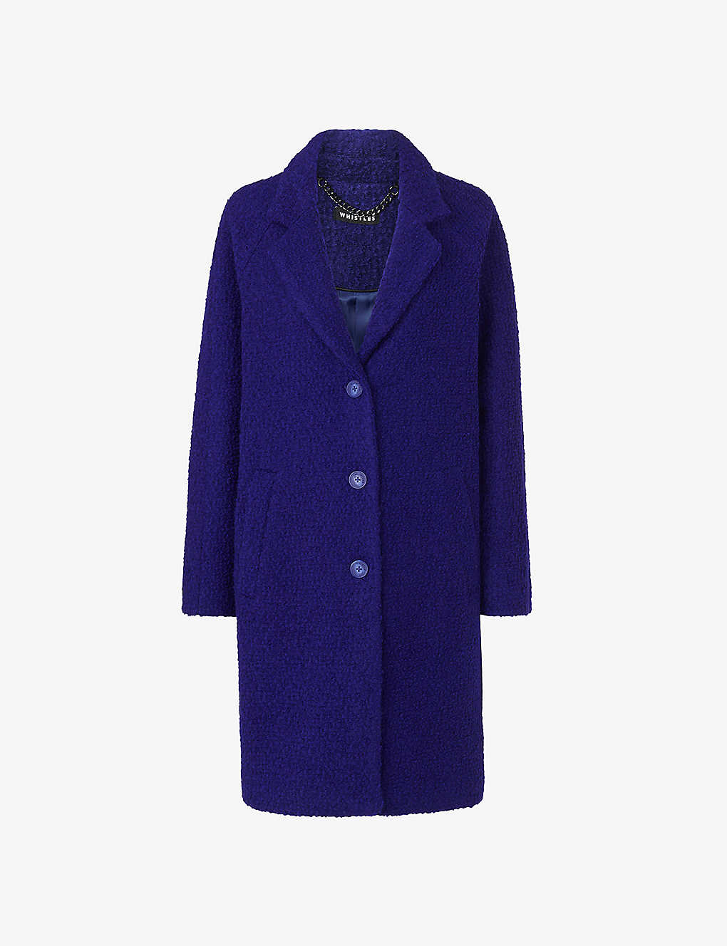 Whistles Wool Boucle Coat In Blue