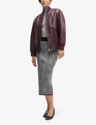BOSS: Jacquard-pattern stretch-knit pencil skirt