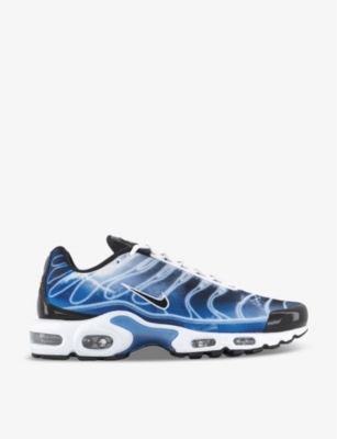 NIKE NIKE MENS OLD ROYAL BLACK VARSITY AIR MAX PLUS BRAND-EMBROIDERED WOVEN LOW-TOP TRAINERS