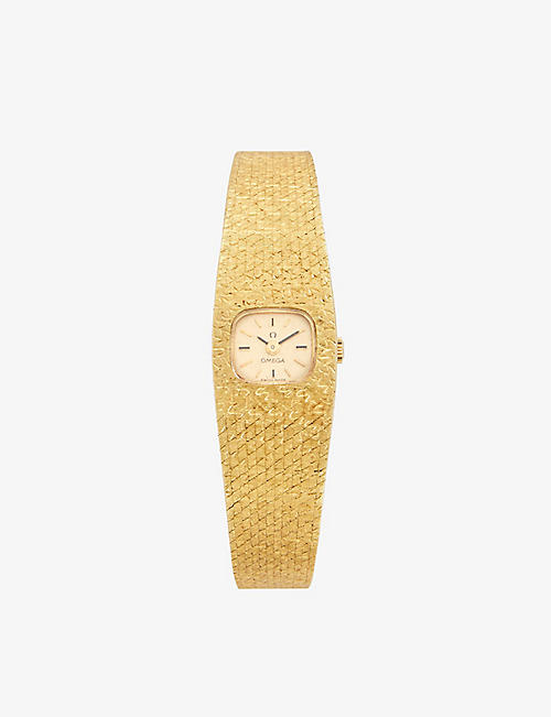 RESELFRIDGES WATCHES: Pre-loved Omega Cocktail 18ct yellow-gold manual watch