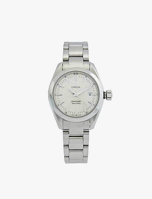 RESELFRIDGES WATCHES: Pre-loved Omega Seamaster Aqua Terra stainless-steel quartz watch