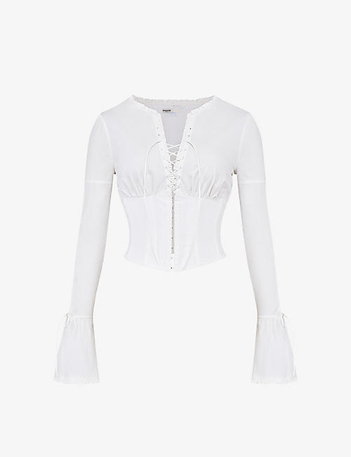HOUSE OF CB: Anissa lace-up stretch-woven top