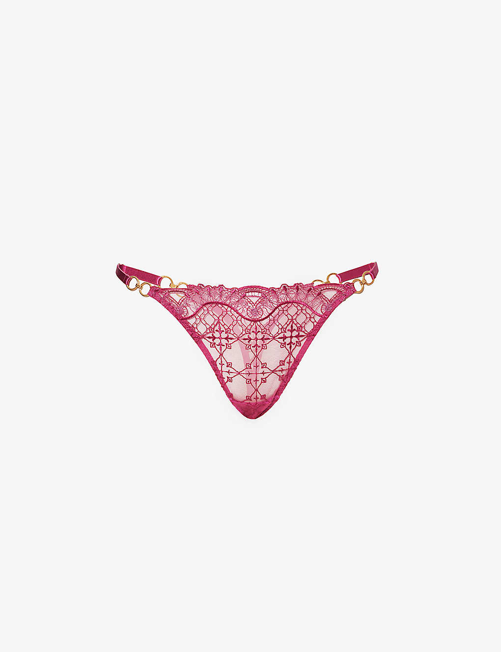 Bordelle Womens Magenta Mari Geometric-embroidered Mid-rise Lace Thong In Pink