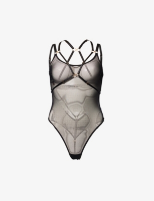 BORDELLE: Vero semi-sheer stretch-mesh body