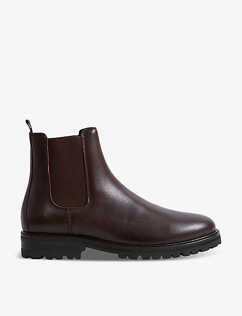 REISS: Chiltern elasticated-panel leather ankle boots