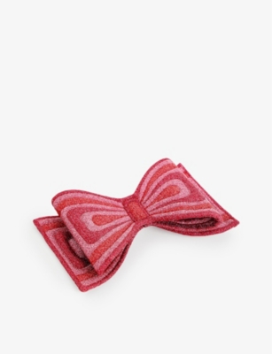 Sadie Williams Womens Pink Double Bow Gold-tone Woven-blend Hair Clip