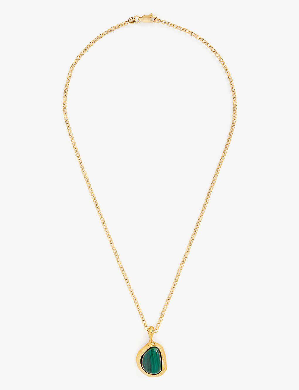 Alighieri Womens Gold The Droplet 24ct Yellow-gold-plated Recycled-bronze And 8ct Malachite Necklace
