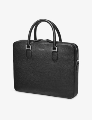 Aspinal Of London Mens Black Mount Street Leather Laptop Bag In Black