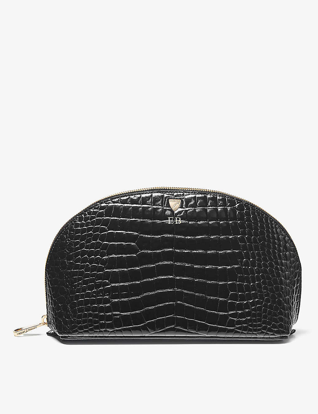 Aspinal Of London Snake-effect Large Leather Toiletry Bag In Black