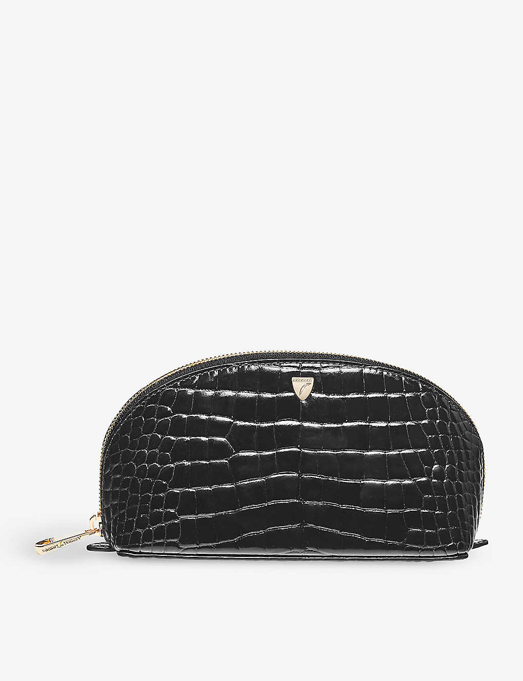 Aspinal Of London Womens Black Madison Signature-hardware Textured-leather Cosmetic Case
