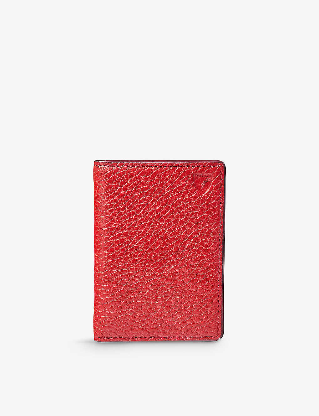 Aspinal Of London Womens Cardinalred Logo-embossed Double-fold Leather Card Holder
