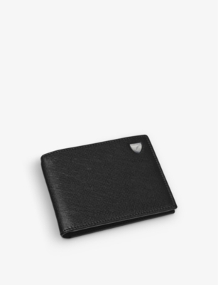 Shop Aspinal Of London Black Billfold Logo-embellished Leather Wallet