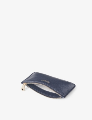 Shop Aspinal Of London Women's Navy Ella Brand-embellished Leather Cardholder