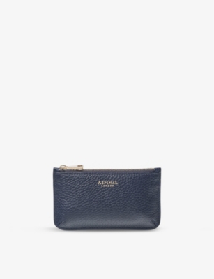 Aspinal Of London Womens Navy Ella Brand-embellished Leather Cardholder